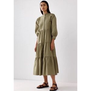 MORRISON | Athena Cotton Poplin Midi Dress in Aloe, Size Medium (US 8)